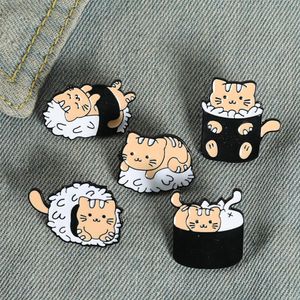 Couverture de dessin animé chat modèle collier broches mignon Animal tasse alliage peinture broches pour unisexe Cowboy sac à dos jupe Anti lumière boucle Badg309j