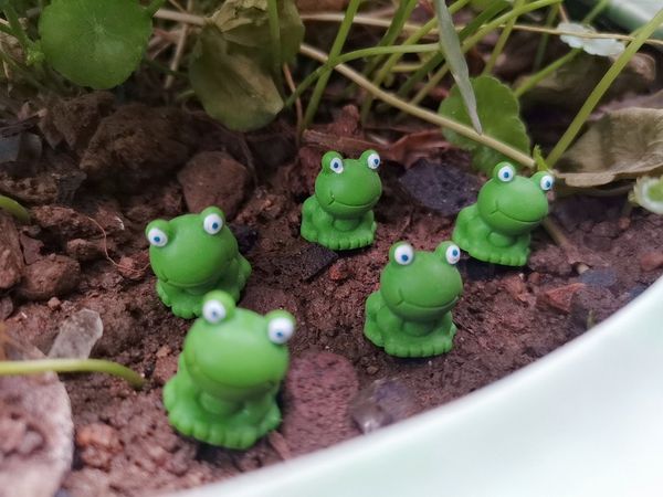 Cartoon Blue Eye Petite Grenouille Ornement Figurine Poupée Enfants Cadeau Mousse Terrarium Micro Paysage Accessoires Fée Jardin DIY Décoration EEF2482