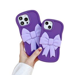 Cartoon boog mobiele telefoon hoesjes snoep kleur paarse siliconen soft case voor iPhone Apple 14 14Pro 14PRO 13 12 11 pro max xs xr non-slip anti-fall protective cover winkeldoos