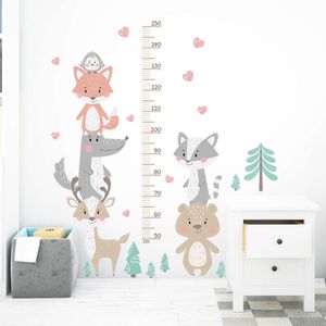 Dessin animé bref coups animaux toise règle Stickers muraux mesure de la hauteur enfants chambre Stickers muraux pour mur décor à la maison PVC