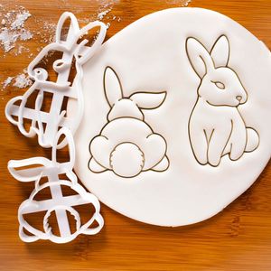 Cartoon Bunny Cookie Cutter Konijn Konte Body Chocolade Mold Plastic Biscuit Fondant Stamps Paasfeest Diy Cake Decorating Tool
