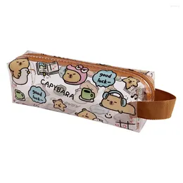 Dessin animé capybara sac sac haut apparence kawaii crayon transparent crayon imperméable de papeterie multifonction de rangement