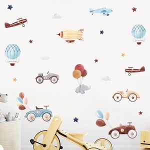 Cartoon Car Ballon Stars Nursery Sticker Aquarel Verwijderbare kinderen Poster Diy Wall Decals Art Print Kids slaapkamer Home Decor