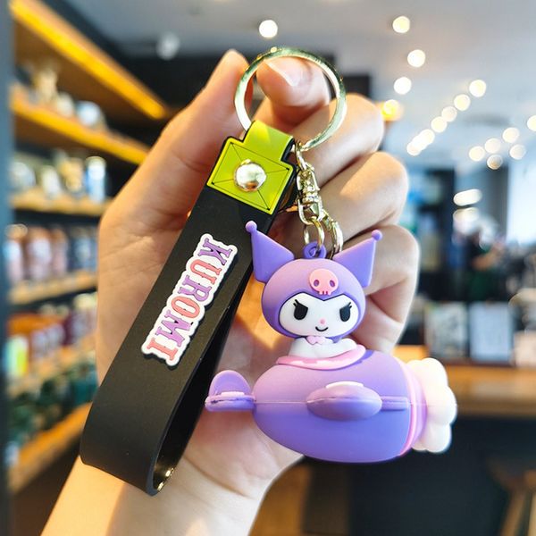Dessin animé voiture avion série Kuromi porte-clés pendentif porte-clés porte-clés sac de voiture pendentifs créatif mode cadeau pour enfants ami 2347
