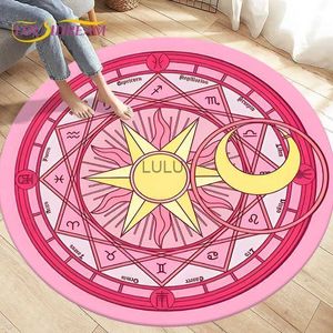 Dessin animé Cardcaptor Sakura cercle magique tapis tapis ronds tapis pour salon chambre d'enfants enfants jouent tapis de sol antidérapants HKD230901