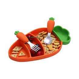 Cartoon Carrot Toddler Dinware Roestvrij stalen lepel Fork grappige mooie gadgets voor voedingsgebieden Keukenbenodigdheden