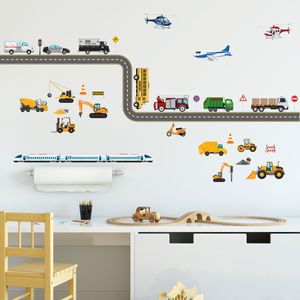 Dessin animé voitures trafic enfants chambre Stickers muraux amovible pépinière décor maternelle Art enfants affiches salle de classe décoration de la maison