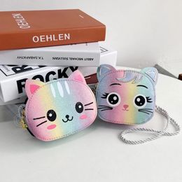 Cartoon Cat Children's Accessoires Crossbody Sac Boys enfants Pu Leather Coin Purse Hands sacs color￩s b￩b￩ filles mini sac d'￩coute