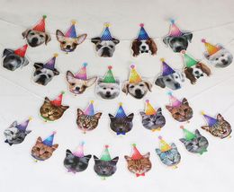 Cartoon Cat Dog Pet Party Flag Banners Cute Dog en Cat Animal Face Banner Pull Flower Pet Birthday Theme Party Party Decorations5722622