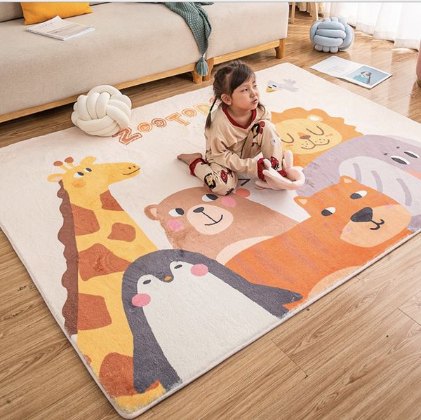 Alfombras de terciopelo de cristal con dibujo de gato y León, alfombra decorativa para el suelo, alfombra para dormitorio de niños, esteras gruesas estampadas de nailon abstractas