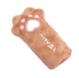 Cartoon Cat Paw Plush Pencil Bag Case Cute Girls Kids Soft Terry Pencg Case Big Capaciteit briefpapier Holder Bags