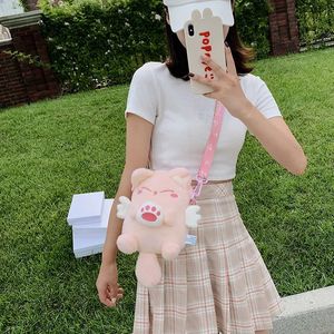 Sac à bandoulière en peluche chat de dessin animé pour femmes et filles, messager mignon personnalisé pour téléphone portable, cadeau pour fille