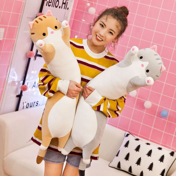 50/70/90/110/130 cm Carton Cat Cat Toy Toy Doll Long Cat Large Sleeping Pouln's Gift's Gift Wholesale