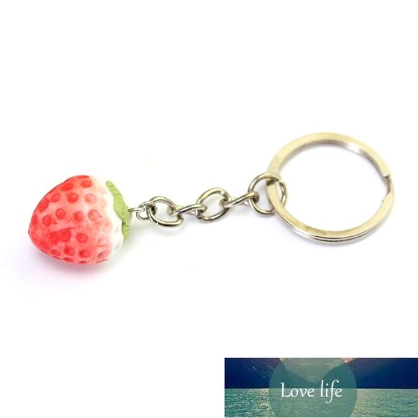 Porte-clés en céramique de fraise en pierre naturelle, mignon, frais et créatif, pendentif de sac en céramique, décoration, bijoux pour femmes, porte-clés de voiture