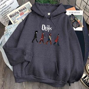 Stripfiguur depps print man hoodie harajuku lange mouw losse hooded streetwear mannelijke fashion cartoons hoody sweatshirt H1227