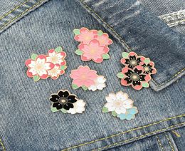 Cartoon Cherry Blossom Oil Drop Pins esmalte de color floral rosa broches sakura para accesorios de insignias de collar de mochila unisex todo2856734