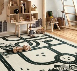 Dessin animé enfants voiture piste nordique été salon tapis de sol salon carpe chambre ramper couverture Creative designer tapis9572984