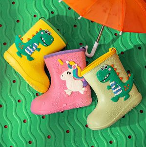 Chaussures de pluie pour enfants, équipement de pluie pour garçons et filles, dinosaure mignon, imperméable, caoutchouc EVA, bottes d'eau antidérapantes pour tout-petits