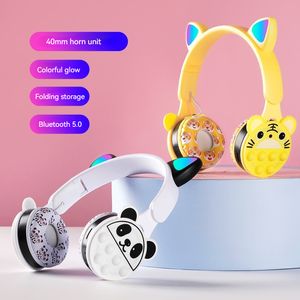 Écouteurs Bluetooth pour enfants, dessin animé Panda, mignon, coloré, bulle, réduction de la pression des doigts, sans fil