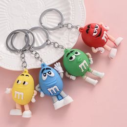 Cartoon Chocolate Bean Keychain Resin Doll Couple Key Chain Mens and Womens Jewelry Bag Pendant Children Lovely 240511