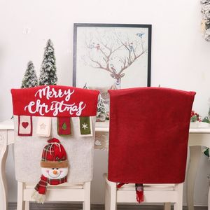 Decorações de natal dos desenhos animados boneca figura cadeira capa santa rena mesa cadeira cobre casa cozinha ornamentos presentes de natal