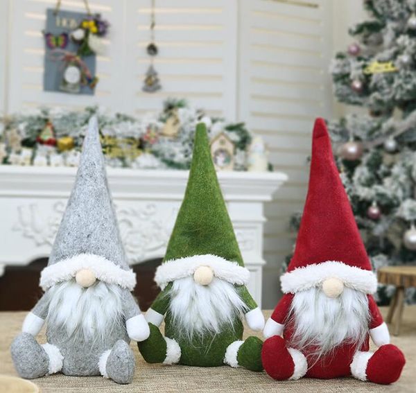 Figurines de noël de dessin animé, poupée en peluche Gnome sans visage, ornements pour le nouvel an, décoration de Table et de fenêtre de maison