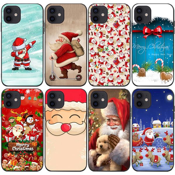 Coque de téléphone en Silicone souple, motif dessin animé, père noël, renne, pour iPhone 15, 14, 11, 12, 13 Pro Max, 14Plus, cadeau