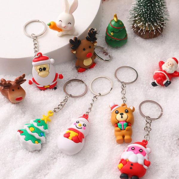 Porte-clés série de noël de dessin animé, ornements de sacs cadeaux de vacances, petit pendentif de décoration de sac d'école d'étudiant