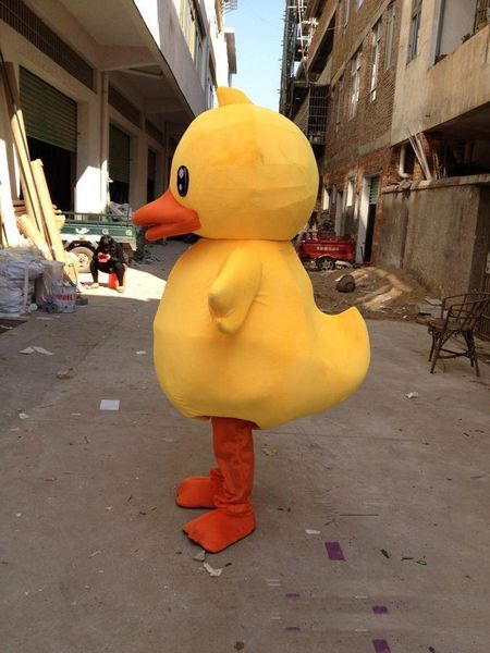 Ropa de dibujos animados 2018 Venta de fábrica Hot Big Yellow Rubber Duck Traje de la mascota Traje de actuación de dibujos animados Envío gratis