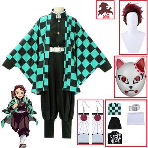 Vêtements de bande dessinée Demon Slayers Kimetsu no Yaiba Tanjirou Kamado Cosplay Costume Kimono Cape Halloween Party Anime Vêtements Uniforme Ensemble 230504