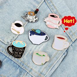 Dessin animé tasse à café broches créatif vie Art passionné métal émail broches jean revers sac à dos Badges bijoux cadeaux pour les amis