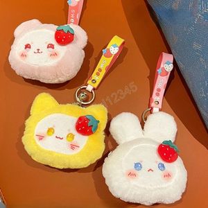 Monedero de dibujos animados Cute Strawberry Pet Plush Zero Wallet Llavero creativo Mochila Colgante pequeño Bolsa de almacenamiento de felpa