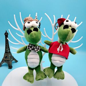 Dessin animé dinosaure vert dinosaure peluche jouet tyrannosaurus rex poupée clés en peluche de clés en peluche