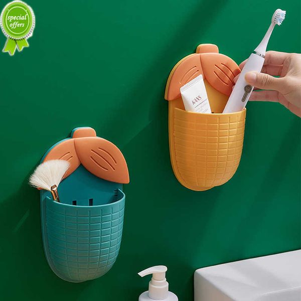 Estante autoadhesivo montado en la pared para baño de maíz de dibujos animados, organizador de control remoto para cabecera, estante para brochas de maquillaje y cepillos de dientes