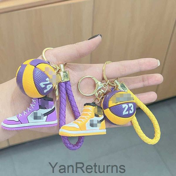 Cartoon Creative Mens and Womens Trend AJ Basketball Chaussures Keychain Co Bandled Basketball Pendant Sports Livre Bag Small Gift