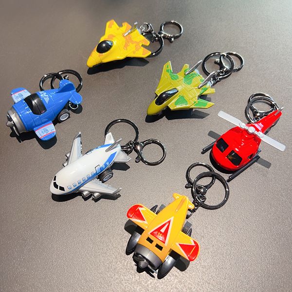 Cartoon Creative Small Aircraft Alloy Toy Keychain Car Pendentif Stationery Shop Machine de poupée Small Jewelry Small Pendent