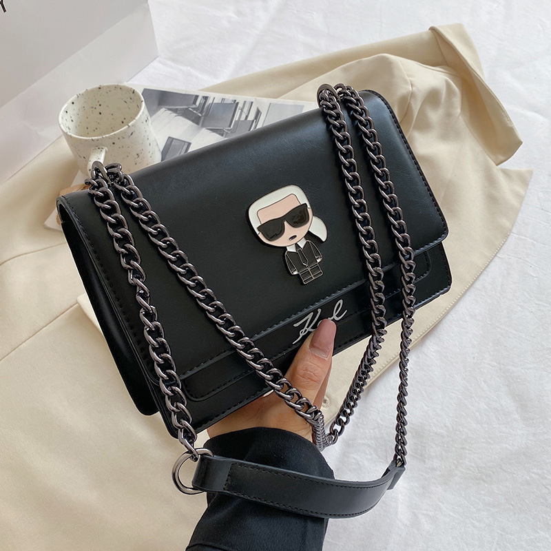 Cartoon Crossbody Bag, Fashion Chain Single Shoulder Small Bag, Solid Color Versatile Underarm Bag