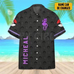 Cartoon aangepaste naam 3d All Over gedrukte Hawaiiaanse shirt Men S voor dames s Harajuku Casual unisex 220712