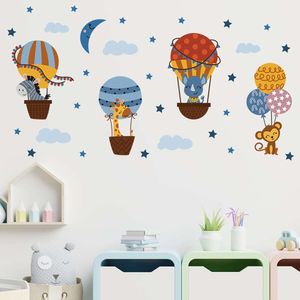 Dessin animé Animaux mignons Salons à air chauds Clouds de girafe et étoiles Autocollants muraux pour enfants Nusrsery Room Decorations
