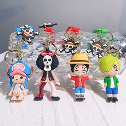 Cartoon schattige animatie luffy personage sieraden sleutelhanger rugzak auto mode sleutel ring accessoires hanger 4 kleuren