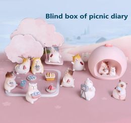 Mini boîte aveugle de dessin animé, ornements de bureau, artisanat en résine, cadeaux de fête d'anniversaire, jouet fait à la main, modèle 6627566