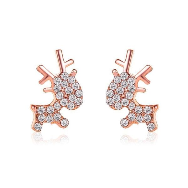 Dessin animé mignon diamant cerf boucles d'oreilles femmes cadeau de noël Elk Animal oreille clou européen Festival fête alliage boucle d'oreille bijoux accessoires en gros