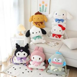 Cartoon Leuke Kawaii Sanrioed Kuromi My Melody Pochacco Biscuit Vorm Pluche Rugzak Een Schoudertas Pop Messenger 240223