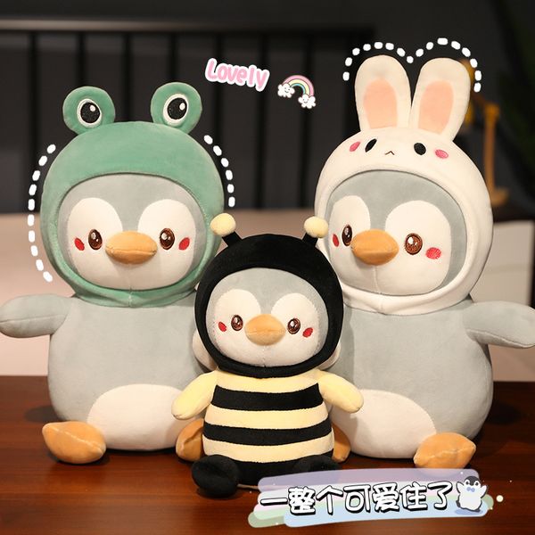 Dessin animé mignon pingouin Cosplay habiller en peluche jouets en peluche beaux animaux poupée doux bébé oreiller enfants filles anniversaire cadeau de noël LT0050