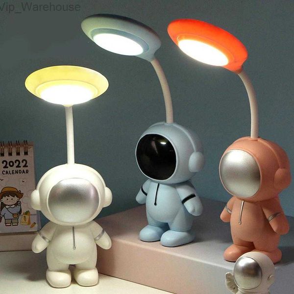 Dibujos animados lindo mascota animal oso cerdo gato perro USB recarga batería LED mesa luz de noche niño protección de ojos lámpara de escritorio blanca cálida HKD230824