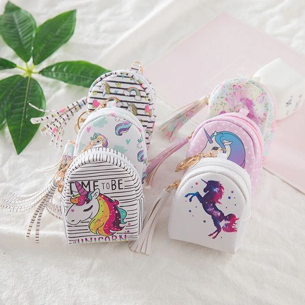 Lindo unicornio de dibujos animados, monedero para niños, paquete de llaves, fiesta de unicornio, decoraciones para fiesta de cumpleaños, regalos para Baby Shower para niños