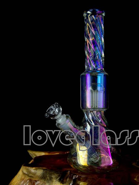 Narguilé en verre torsadé Bong Base de bécher Fumer Pipe à eau Downstem perc capiteux Dab Rigs avec bol de 14 mm