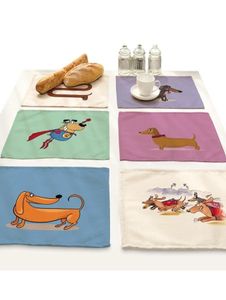 Dessin animé dck -hund chien imprimement lisme de bois couverts d'accessoires de maison nattes de cuisine pour table à manger pad t208137353
