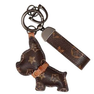 Cartoonontwerper Dier Kleine Dog Creative Key Chain Accessories Key -Ring PU Lederen Letter Patroon CAR Keychain Sieraden Geschenken -ringketen