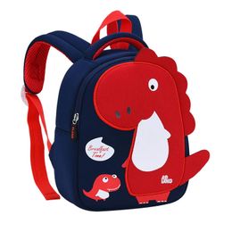 Dessin animé dinosaure bébé sacs à dos Anti-perte mignon Mini Kawaii double sacs à bandoulière pour sac d'école maternelle garçons enfants cartables 231229